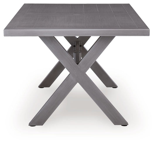 Half Moon Beach - Rectangular Dining Table With Umbrella Option - Gray