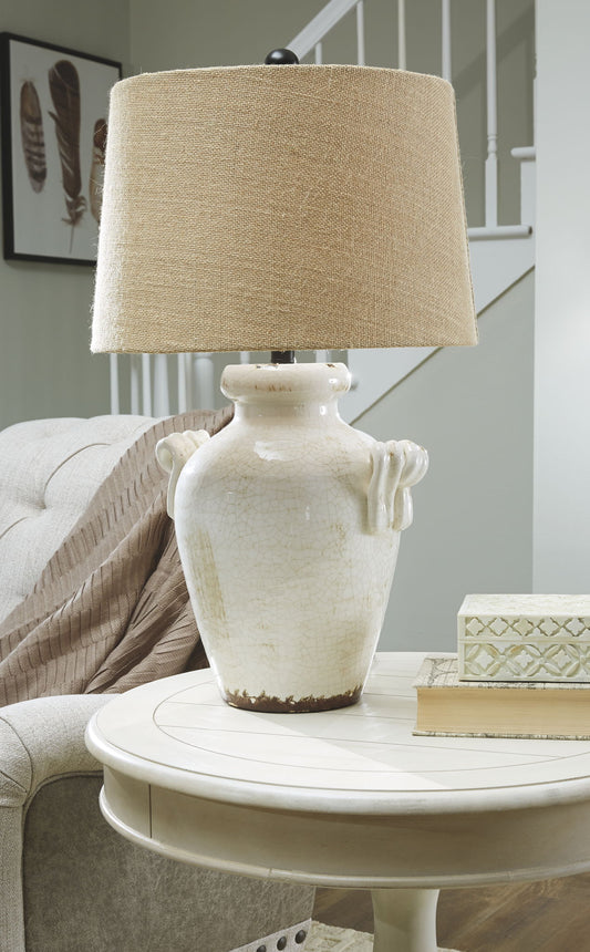 Emelda - Ceramic Table Lamp - Cream