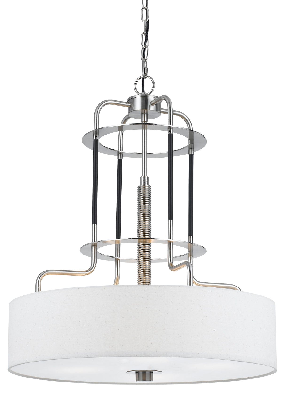 Chandelier - Brushed Steel & White - 4 Light