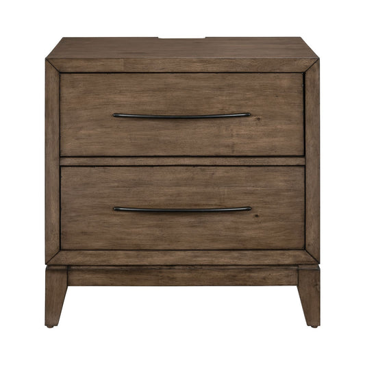 Shaker Lakes - Nightstand With Charging Station - Harvest Brown