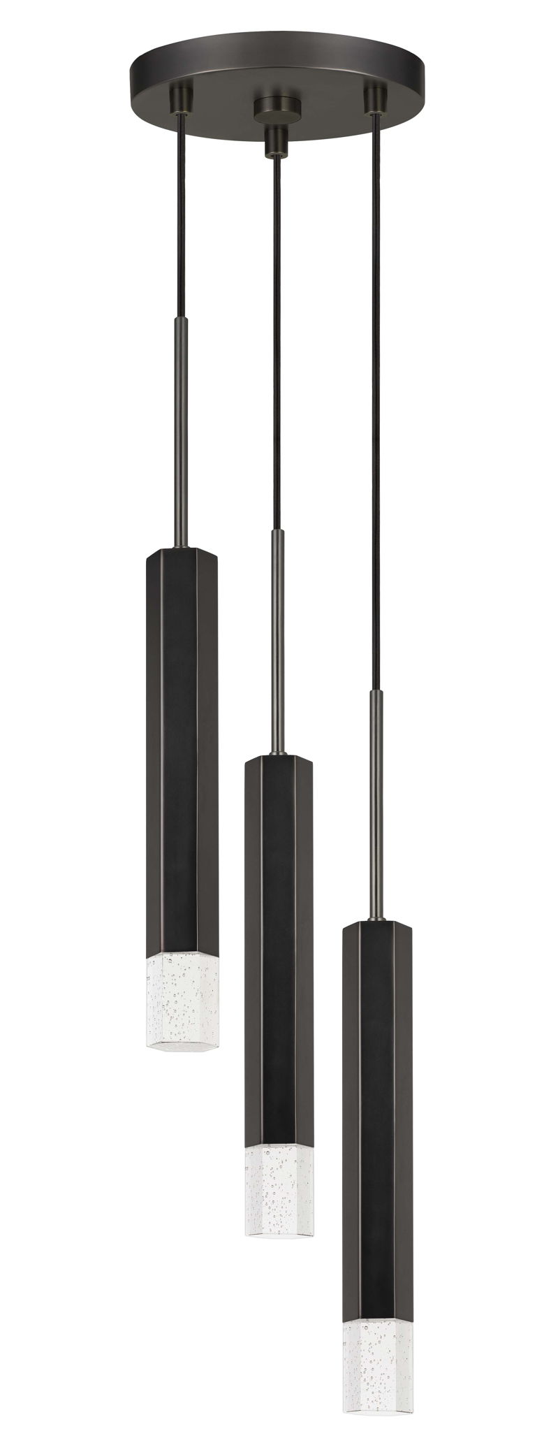 24" Height Aluminum Cast Pendant - Gun Metal - 3 Light