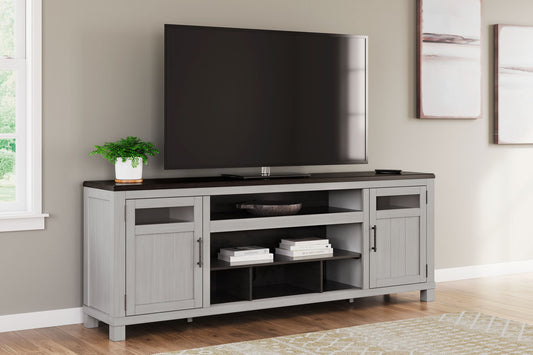 Darborn - XL TV Stand With Fireplace Option - Gray / Brown