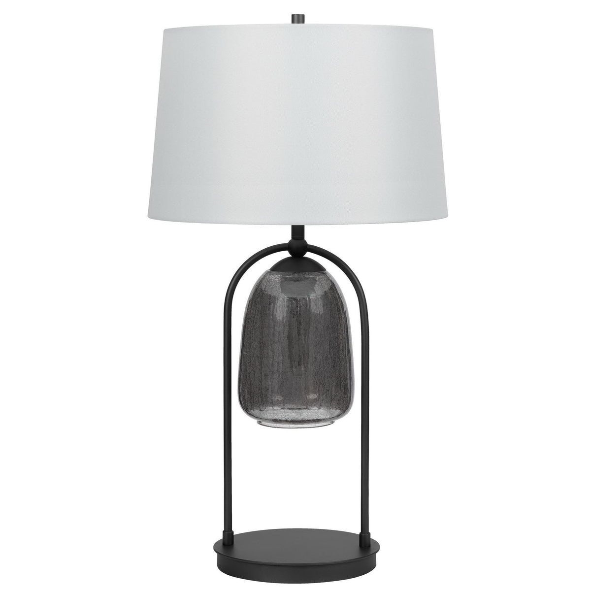 Midtown - 100W 3 Way Metal Table Lamp With Glass Shade And A 5W LED Night Light - Matte Black