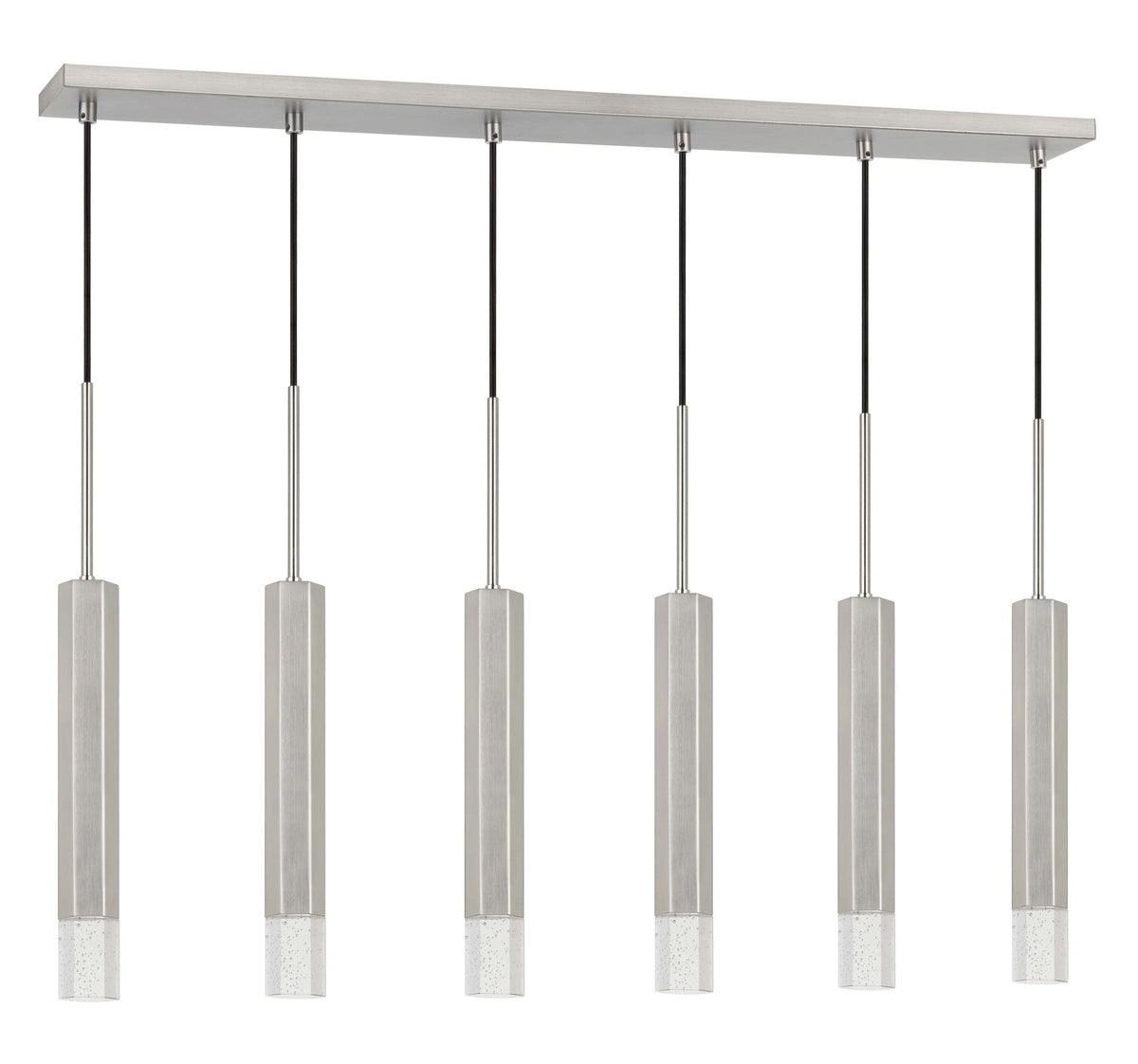 24" Height Aluminum Cast Pendant, 6 Light - Silver