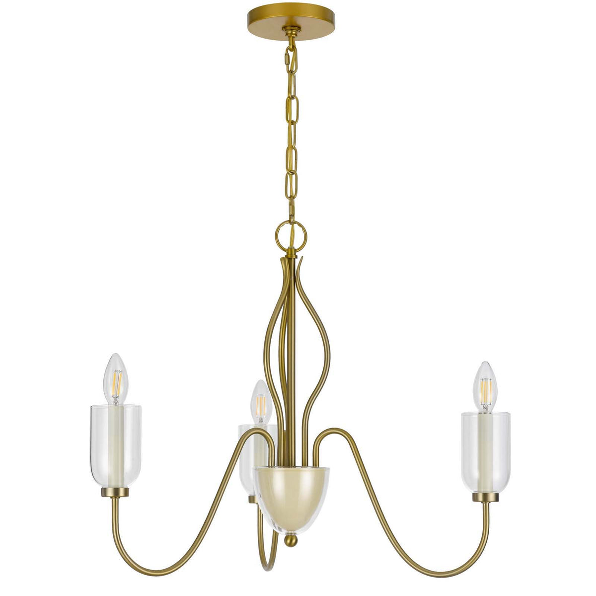 Kalamaria - 24" Height Metal Chandelier - Antique Brass