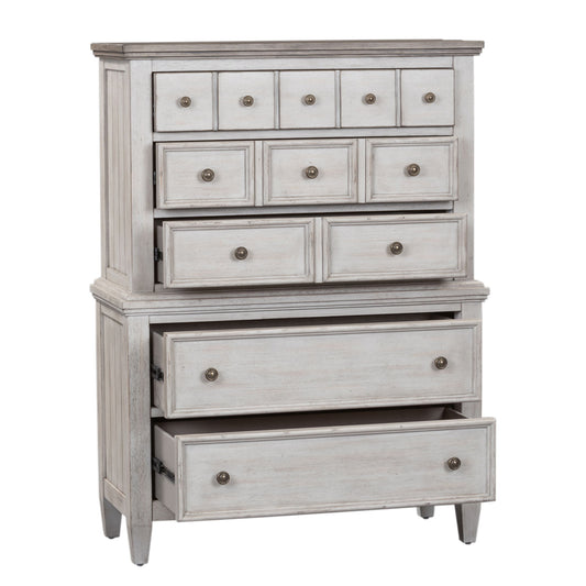 Heartland - 5 Drawer Chest - Antique White / Tobacco Tops