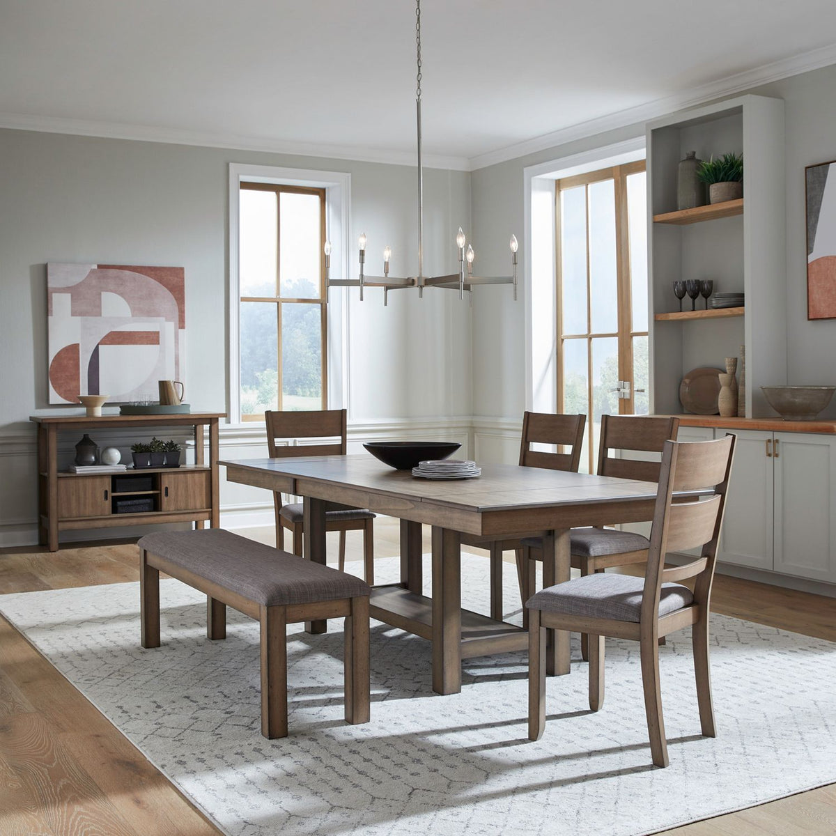 Brook Bay - Trestle Table Set With Slat Back Chairs