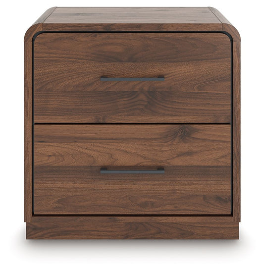 Fortlorn - Two Drawer Night Stand - Walnut Brown