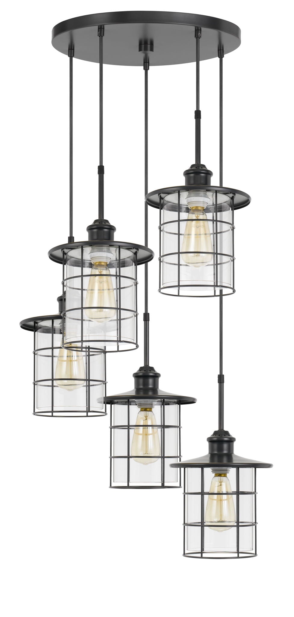 Silverton - 15" Height Pendant - Dark Bronze & Clear - 5 Light