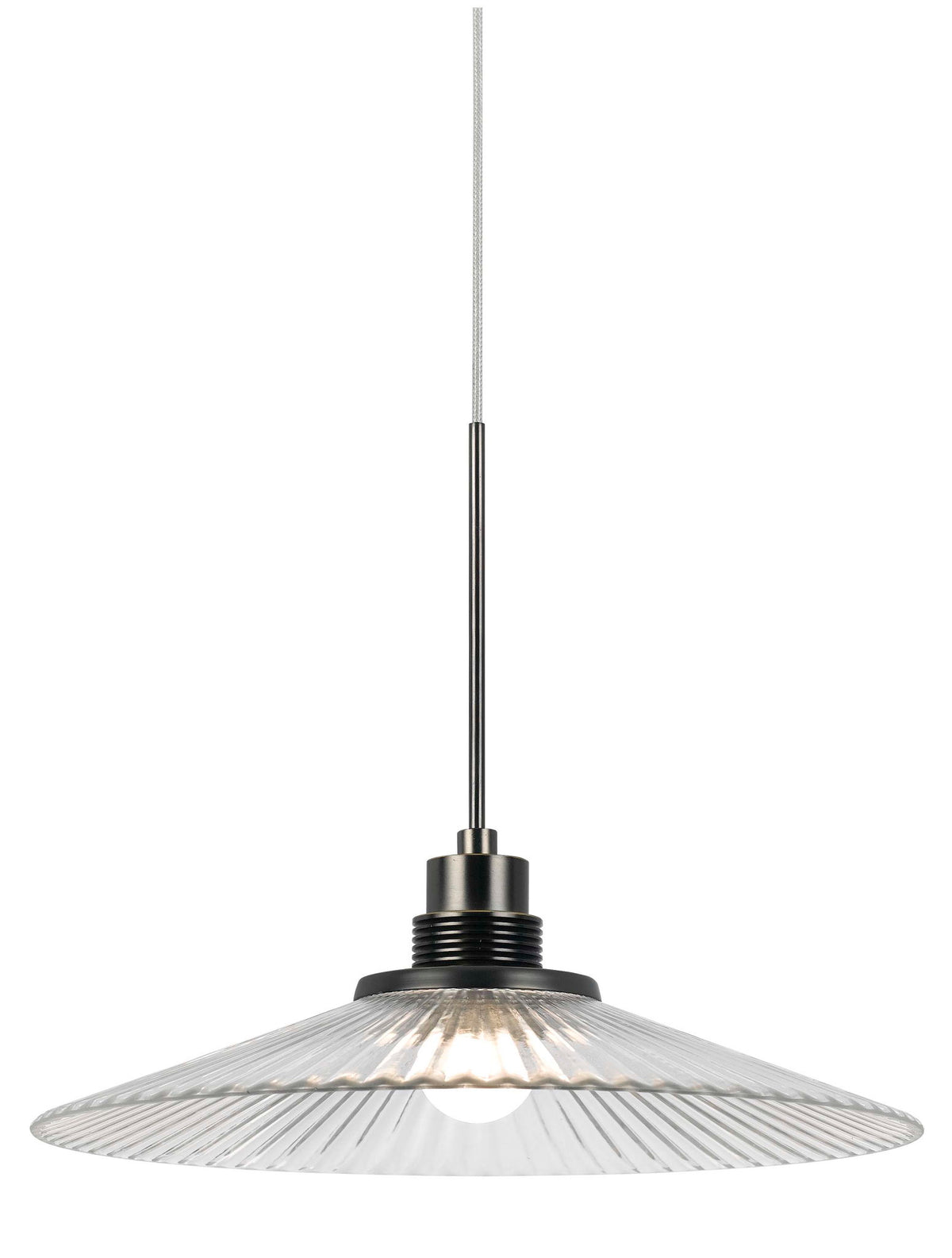10.2" Height Glass and Metal LED Pendant With Brushed Steel Cord - Metal