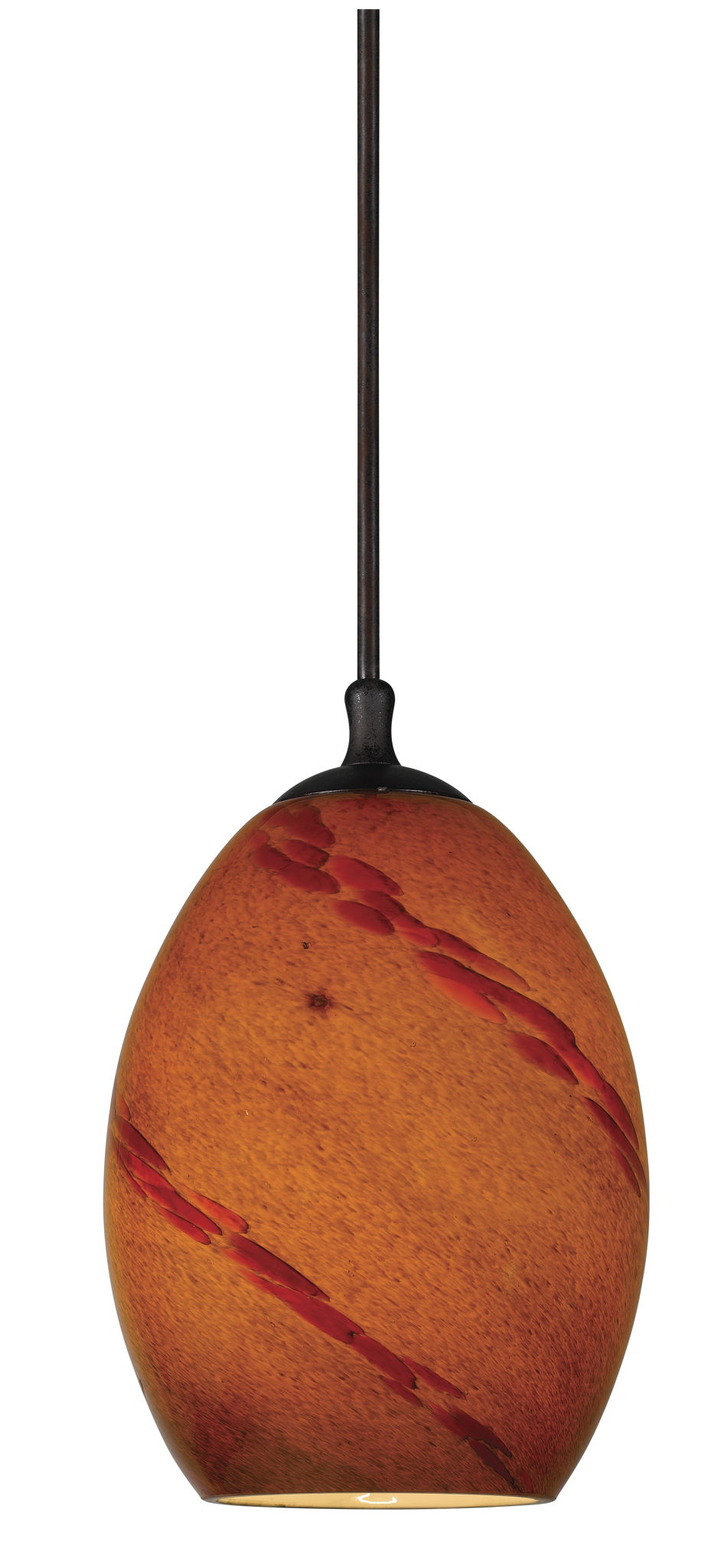 7.6" Height Glass Pendant With Rust Finish Cord