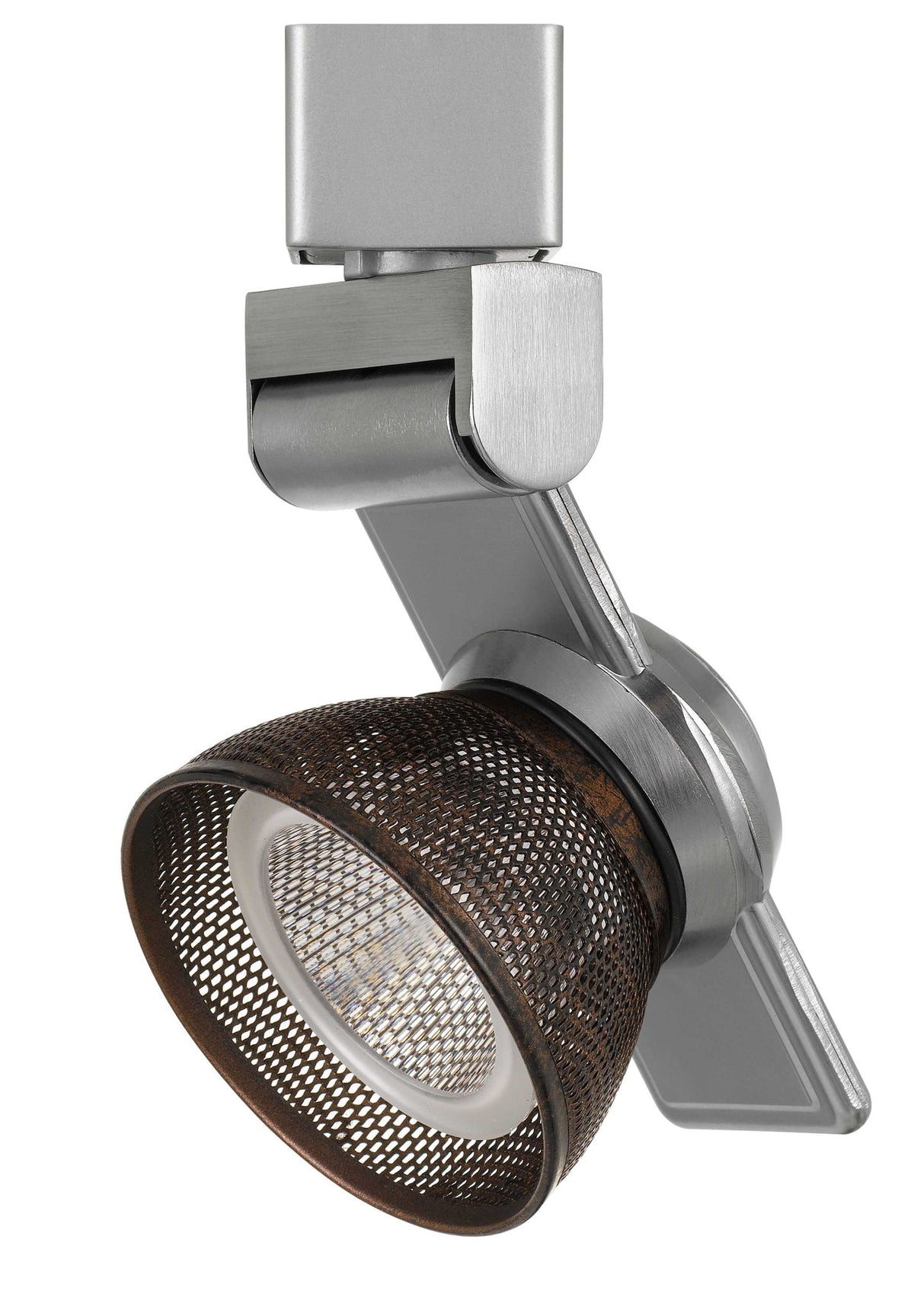 6" Height Metal Track Head - Brushed Steel & Rust - Mesh