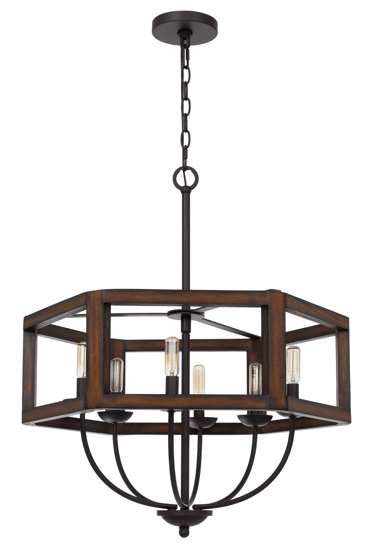 Renton - 27.75" Height Chandelier - Oak & Dark Bronze