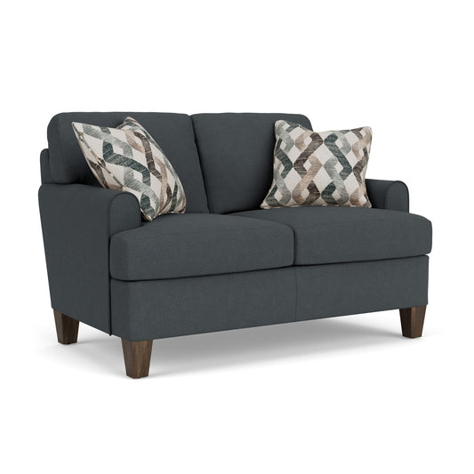 Moxy - Fabric Loveseat, T-Shaped Seat Cushion, Rounded Mailbox Arms