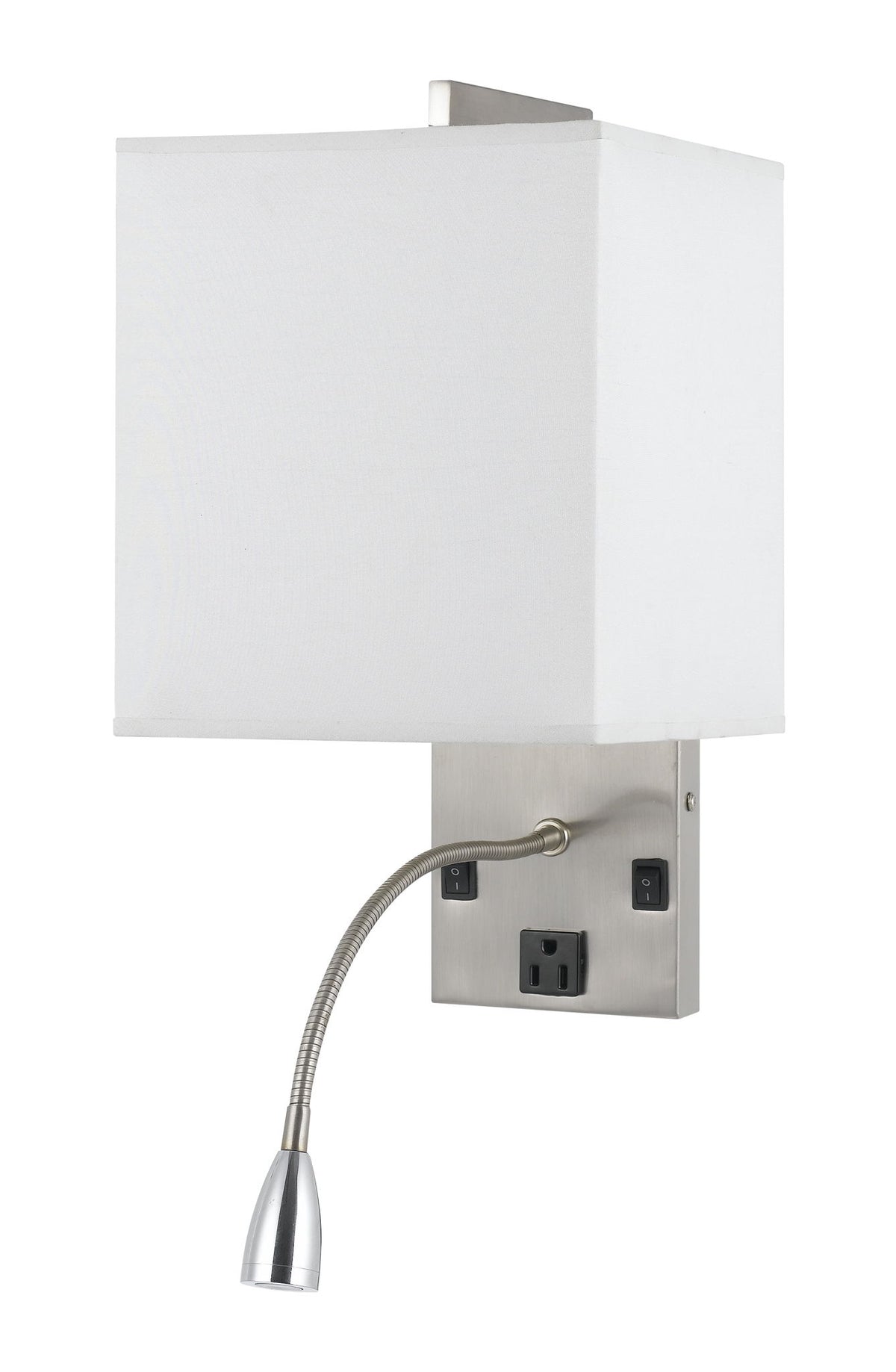 Bedside Wall Lamp - Brushed Steel & White