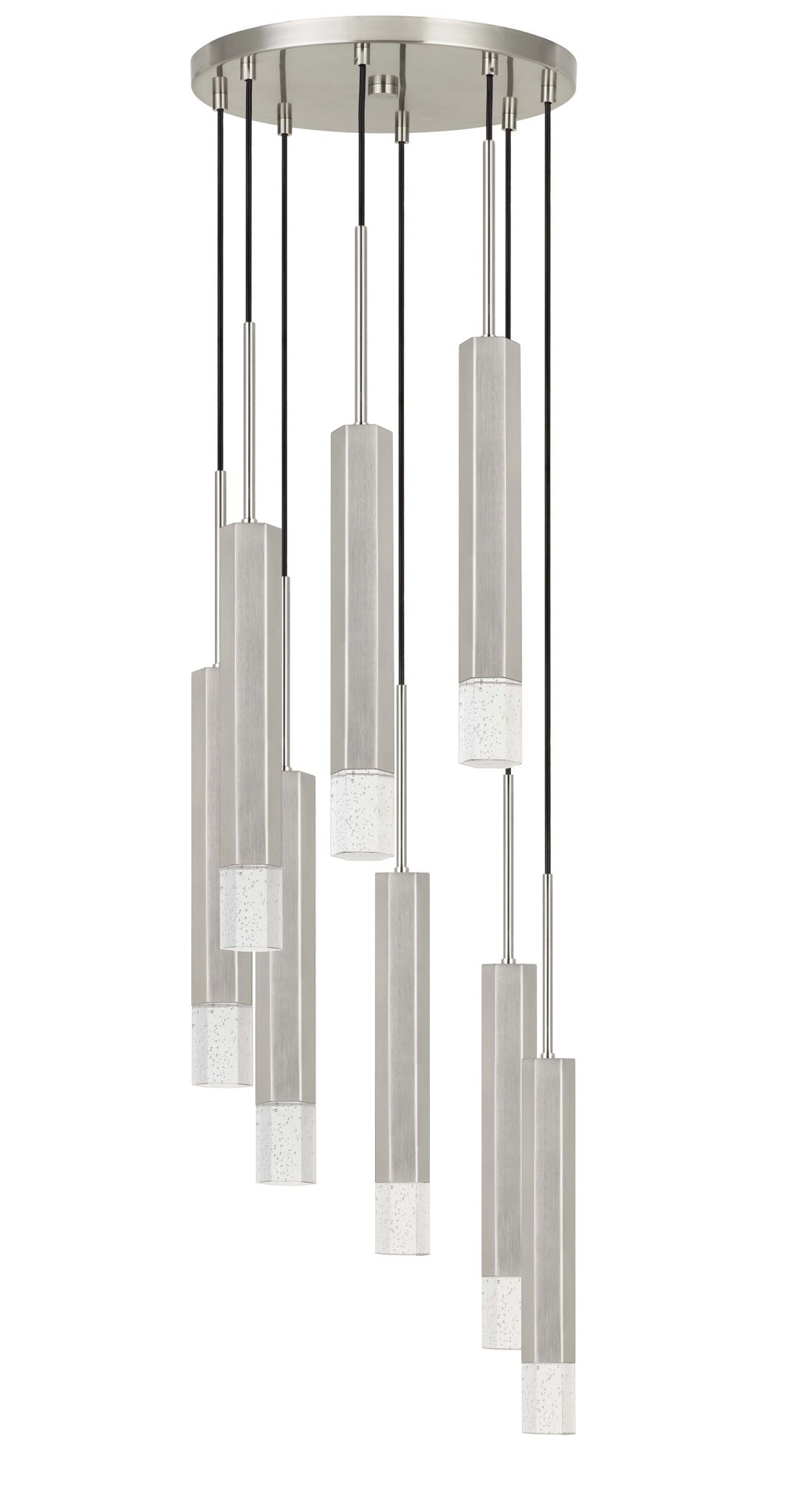 24" Height Aluminum Cast Pendant, 8 Light - Silver