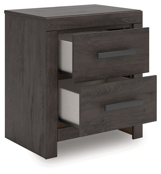 Prendonea - Two Drawer Night Stand - Charcoal