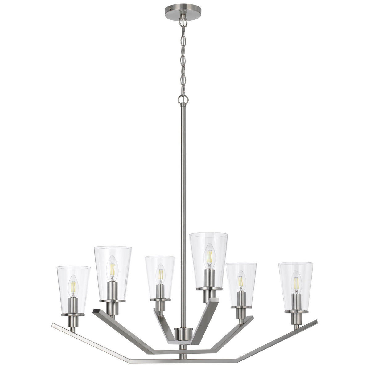 Vireo - 33.5" Height Chandelier With Round Shade - Brushed Steel