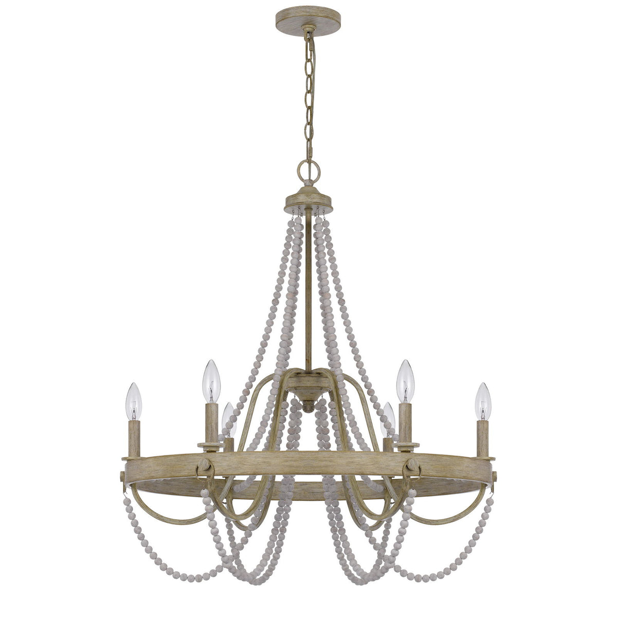 Macon - 32" Height Metal Chandelier - Drifted Wood / Antique Silver