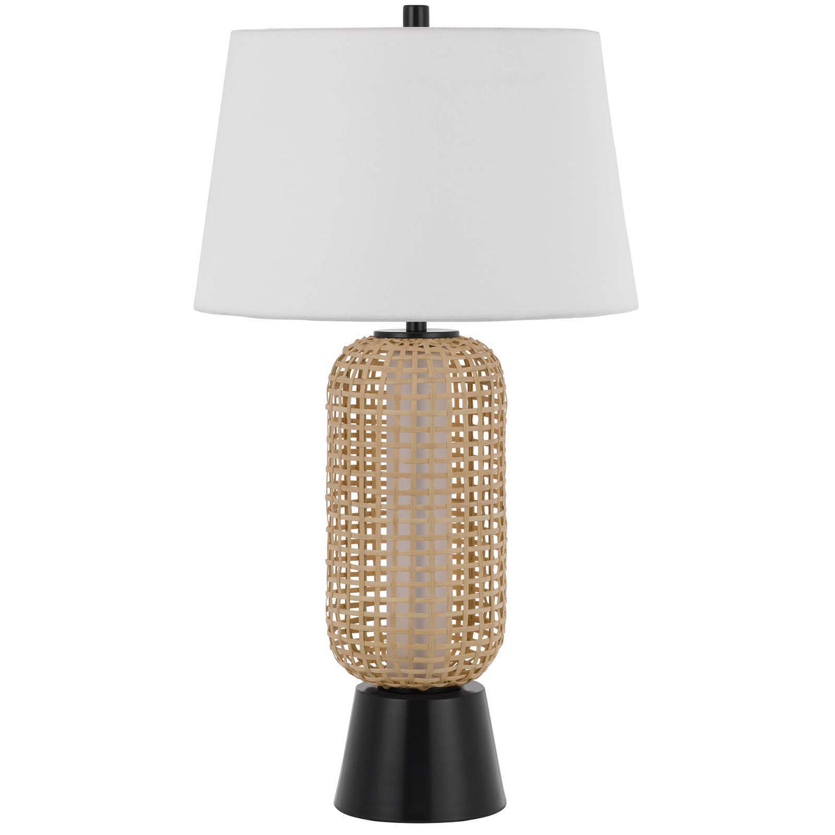 Wicker - 30" Height Metal Table Lamp - Beige / Black