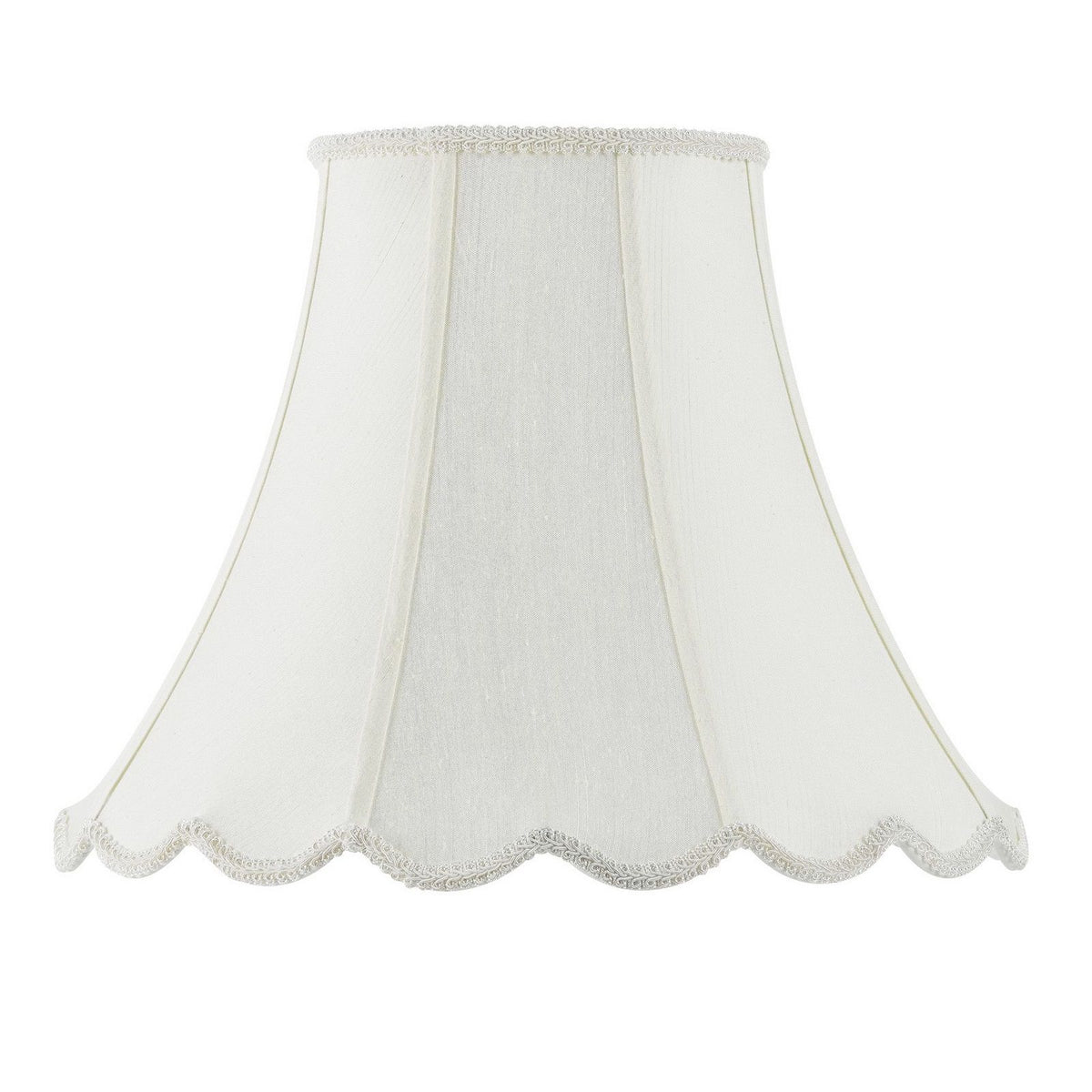 Piped Scallop Bell - 14" Height Fabric Shade - Eggshell