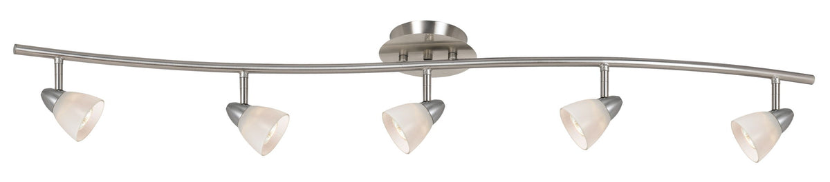 7.25-19.25" Height Adjustable Metal Serpentine Five Light Ceiling Fixture - White & Brushed Steel - Metal & Glass