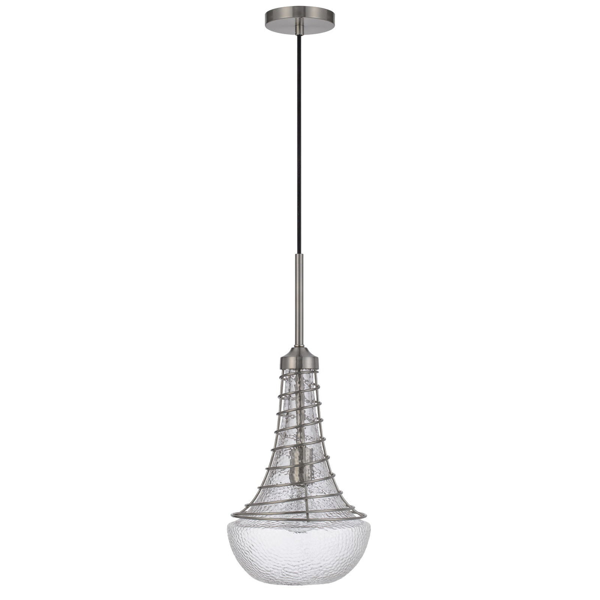Baraboo - 21" Height Metal / Glass Pendant - Brushed Steel / Silver