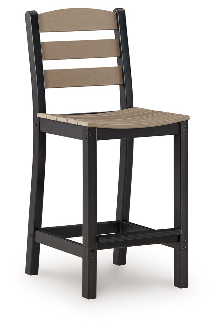 Shoreline Beach - Outdoor Counter Table And 2 Barstools (Set of 3) - Black / Beige