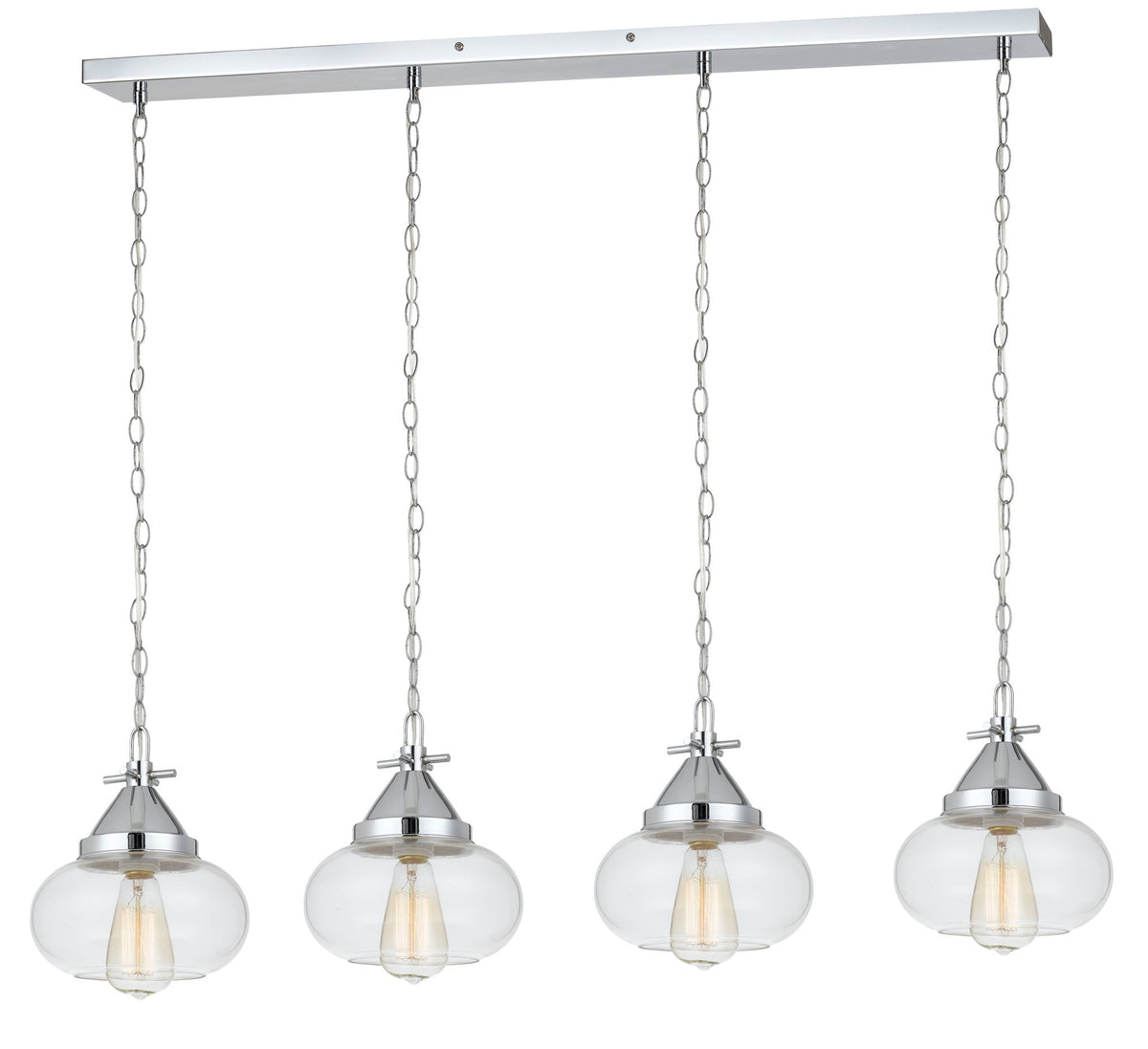 Maywood - 9" Height Glass Pendant - Chrome - 4 Light