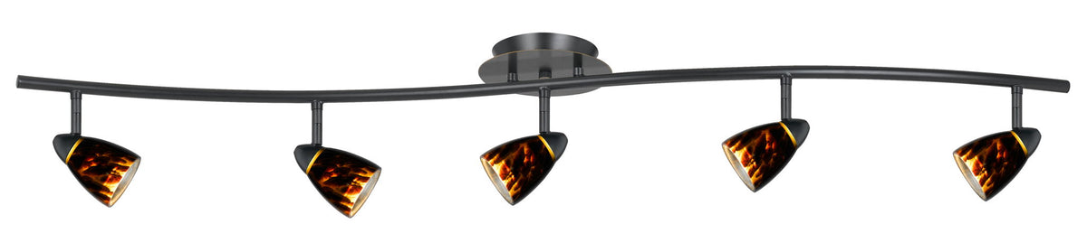 7.25-19.25" Height Adjustable Metal Serpentine Five Light Ceiling Fixture - Dark Brown & Dark Bronze