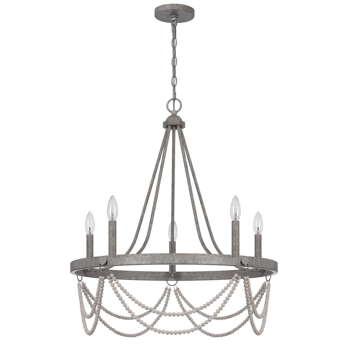 Anniston - 29" Height Metal Chandelier - Antique Silver