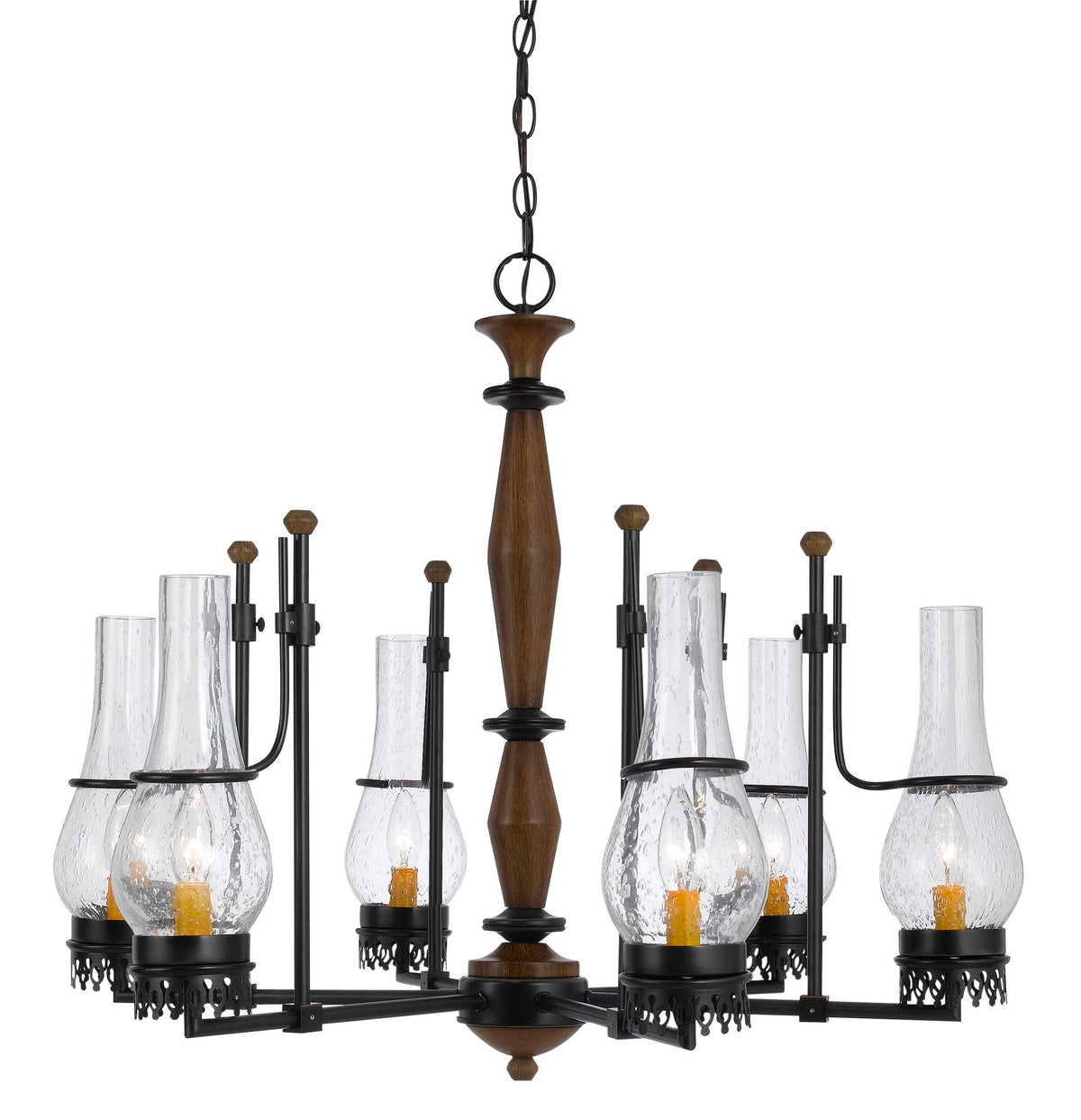 Trenton - 25" Height Metal Chandelier - Metal & Wood