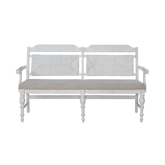River Place - Panel Back Bench - Riverstone White & Tobacco
