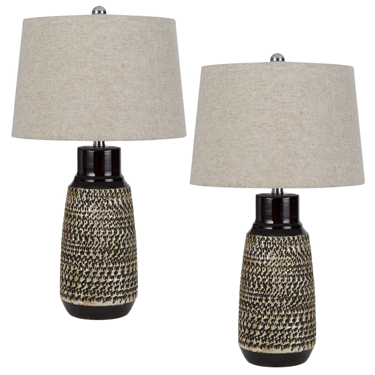 Scottsboro - 27" Height Ceramic Table Lamp (Set of 2) - Black / Antique Silver