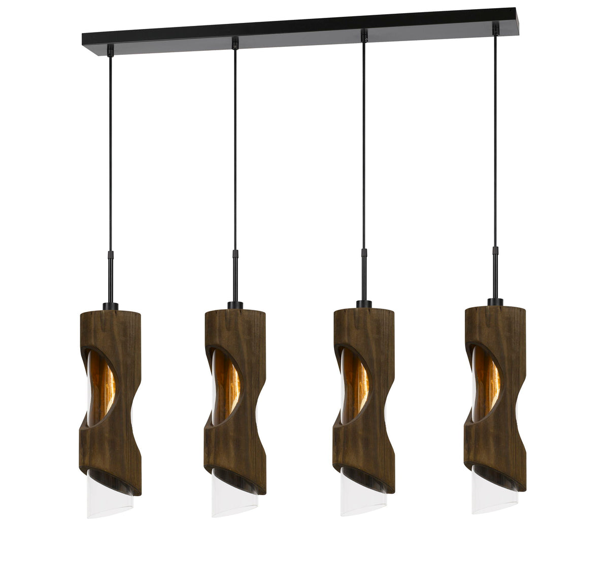 Zamora - 23.5 Height Glass Pendant - Smoky Wood - 4 Lights
