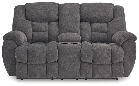 Foreside - Dbl Reclining Loveseat with Console - Charcoal