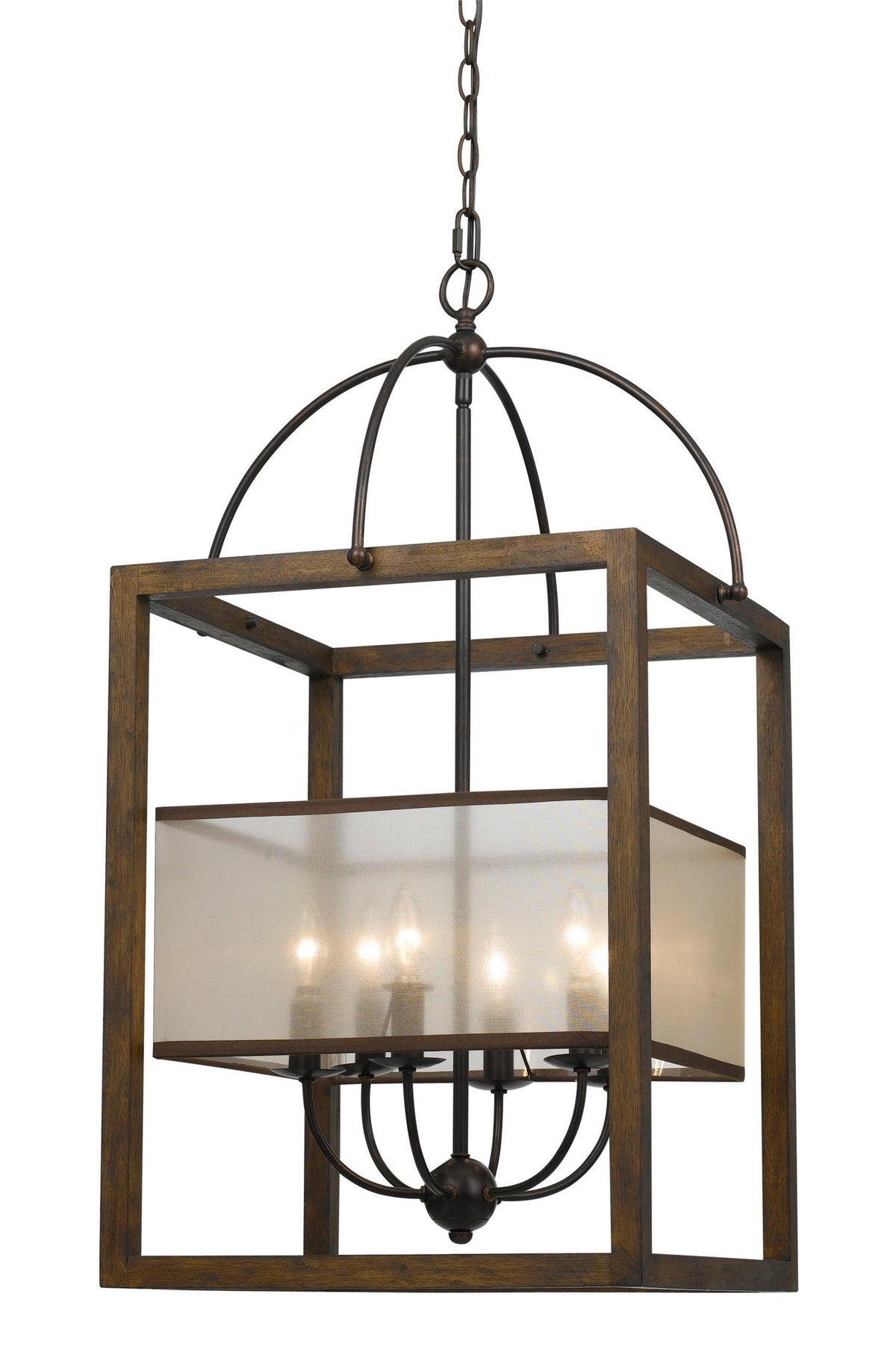 33" Height Six Light Rectangular Chandelier - Dark Bronze