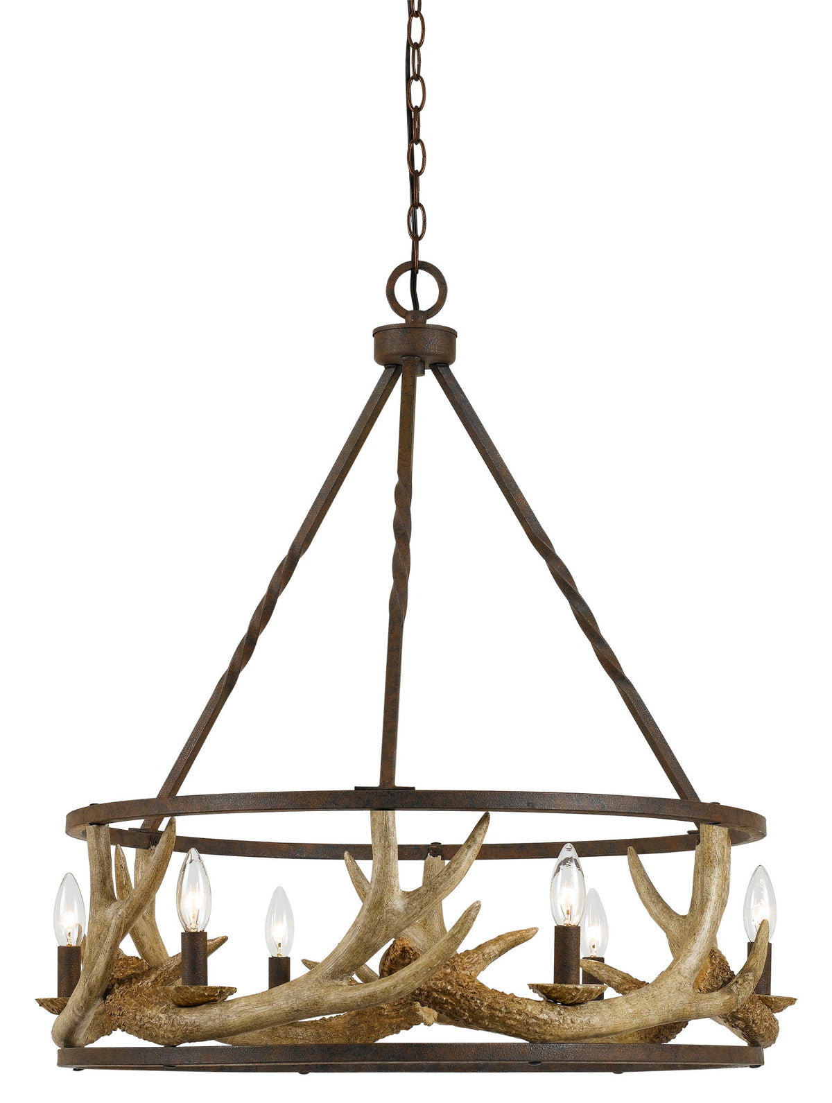 Antler - 31.5" Height Resin and Metal Chandelier - Rust