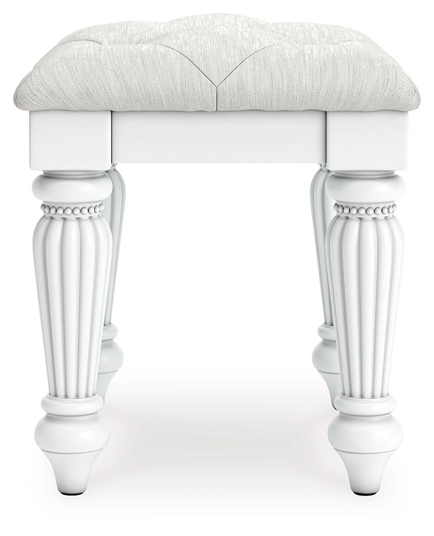 Kozlani - Vanity Upholstered Stool - White