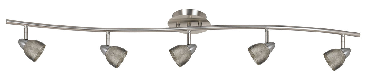 7.25-19.25" Height Adjustable Metal Serpentine Five Light Ceiling Fixture - Brushed Steel - Mesh