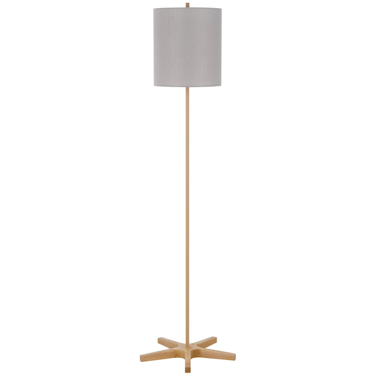 Pole - 100W Metal Floor Lamp With Wooden Base - Light Oak / Light Gray