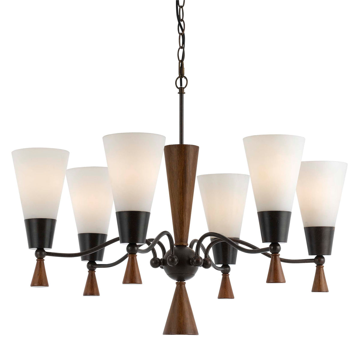 Verona - 26" Height Six Light Chandelier - Mahogany