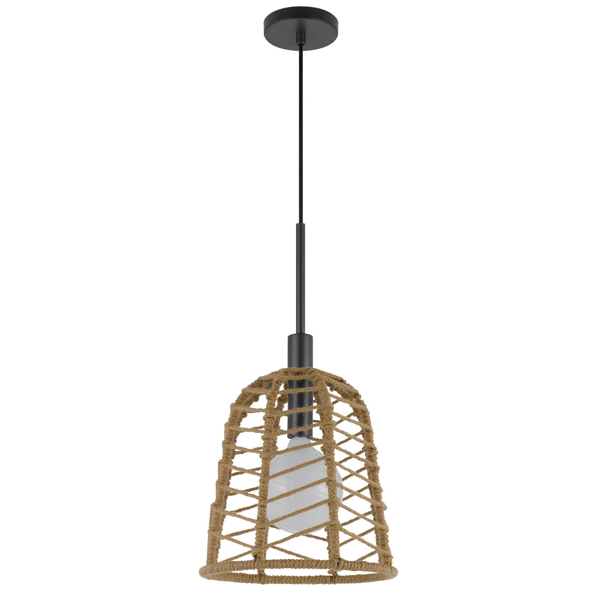 Parkton - 1 Light 21.25" Height Metal Pendant - Burlap / Black