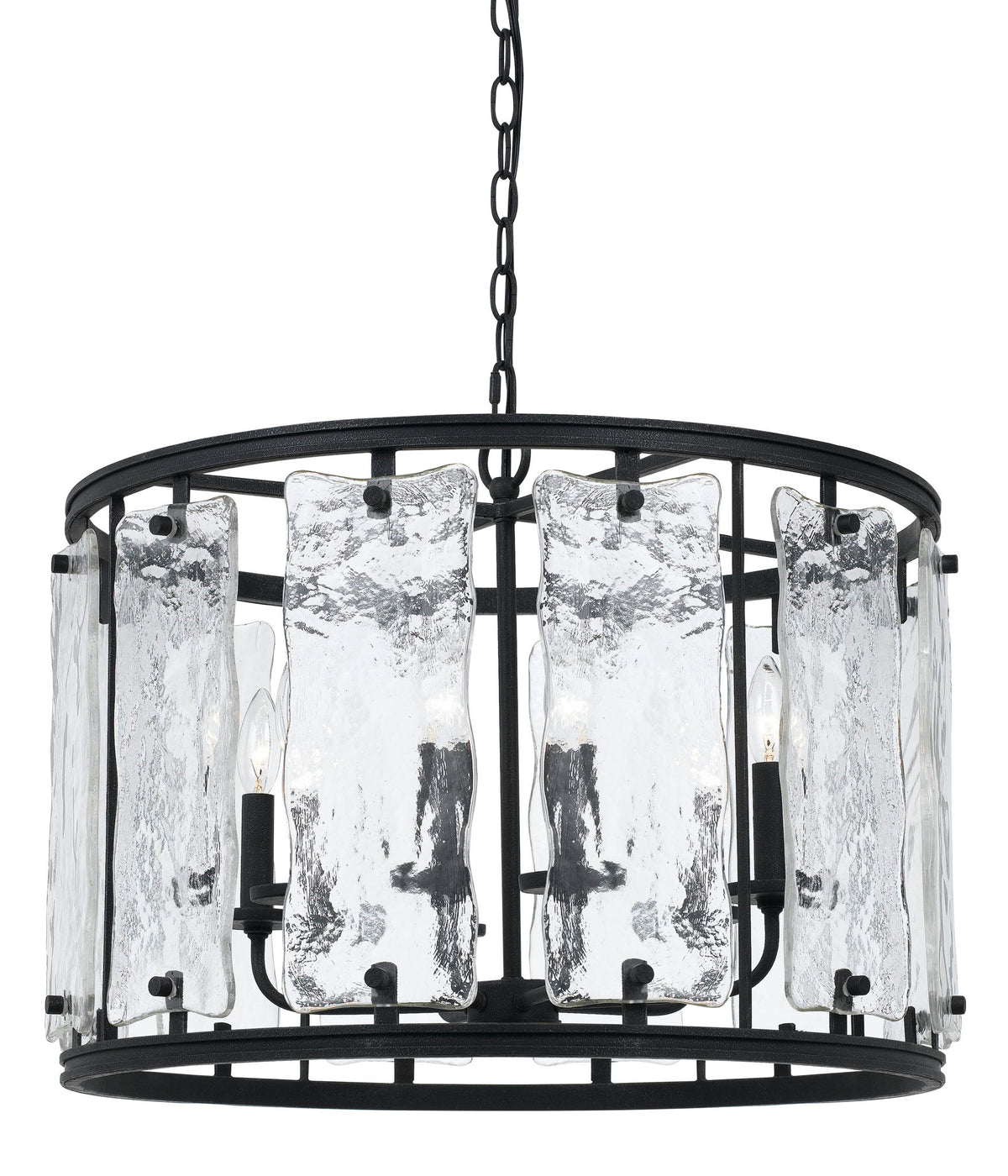 60W x 6 Everetteglass Chandelier - Black