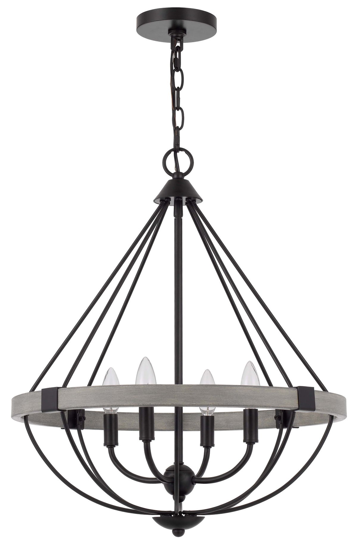 Somersworth - Chandelier - White Washed & Black