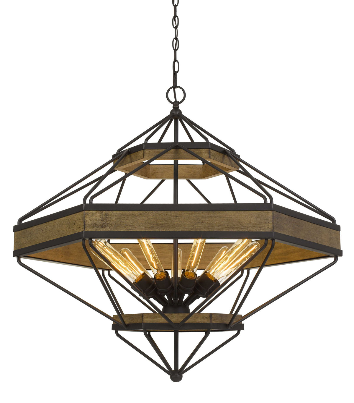 Alicante - 33.5" Height Pine Wood and Metal Fixture - Wood & Black
