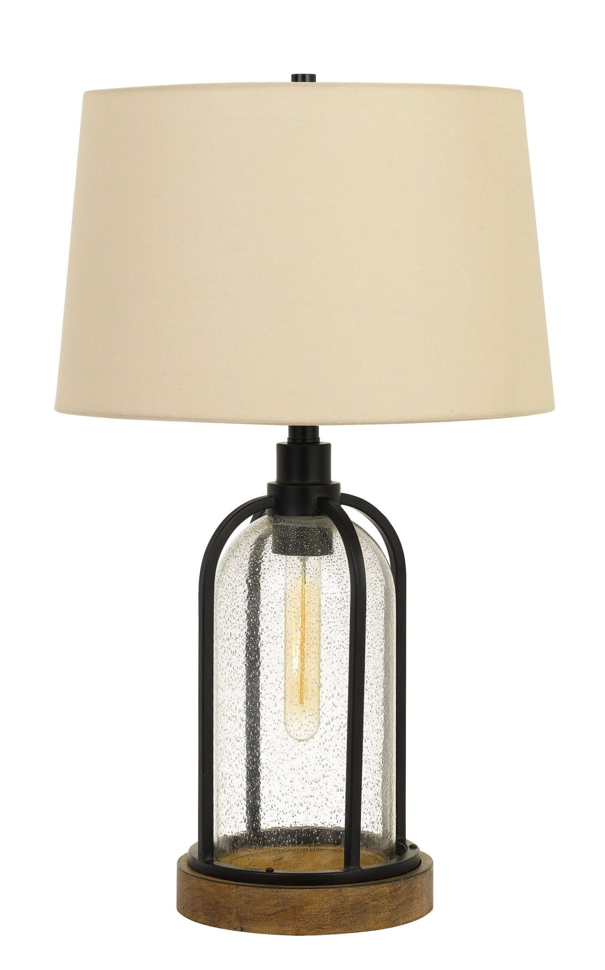 Ciney - 27" Height Metal and Pine Wood Table Lamp - Black & Wood