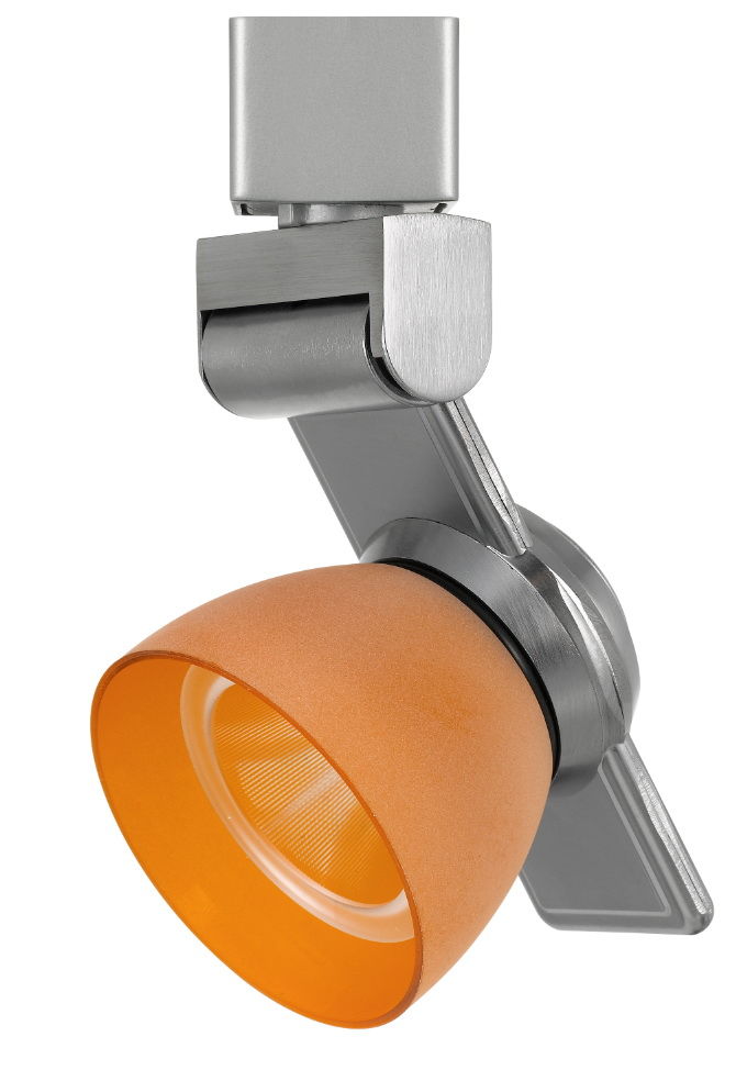 6" Height Metal Track Head - Brushed Steel & Orange