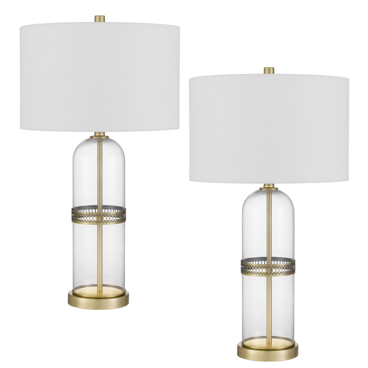 Lenoir - 28" Height Antique Glass Table Lamp (Set of 2) - Antique Brass / White