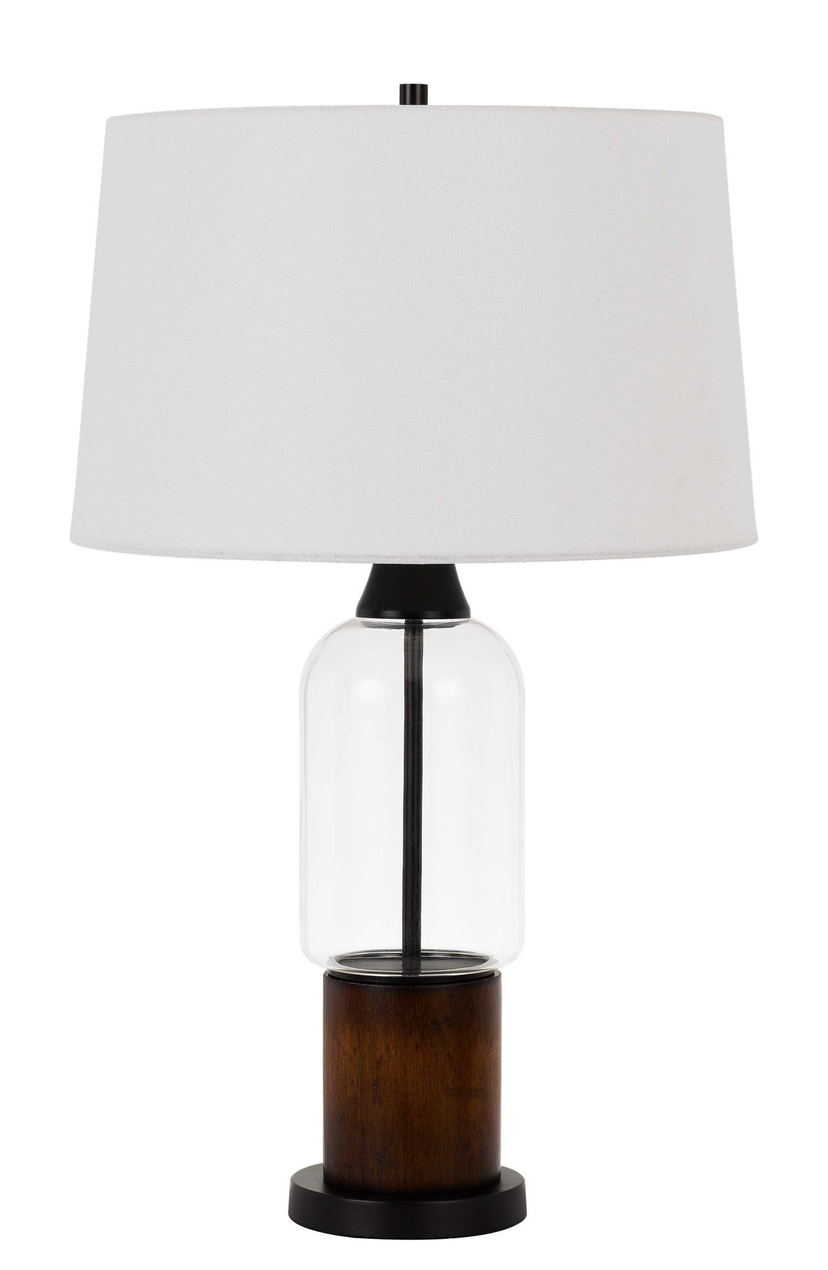 Bron - 30" Height Glass and Pinewood Table Lamp - Wood